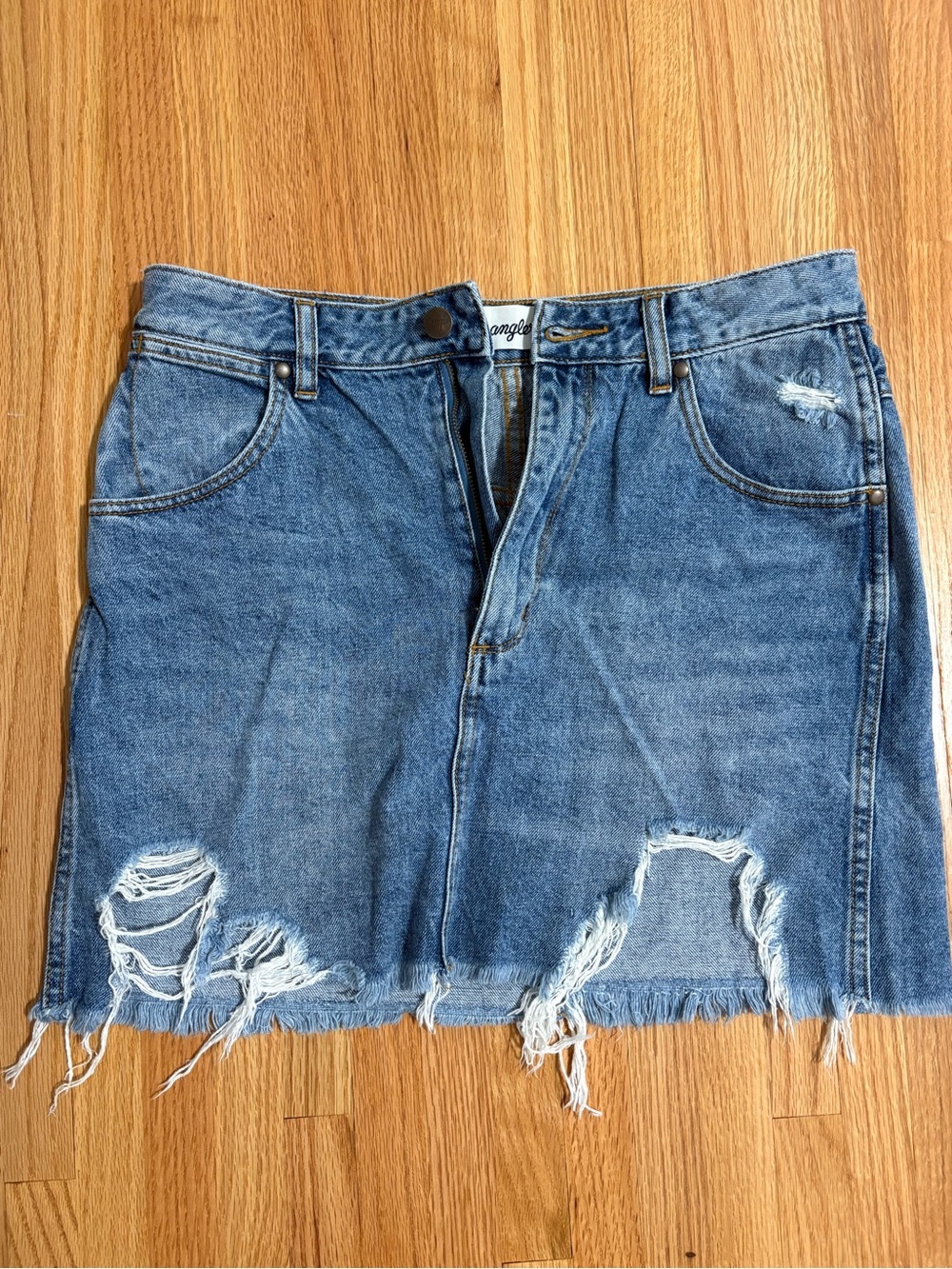 Wrangler Light Blue Distressed Denim Mini Skirt